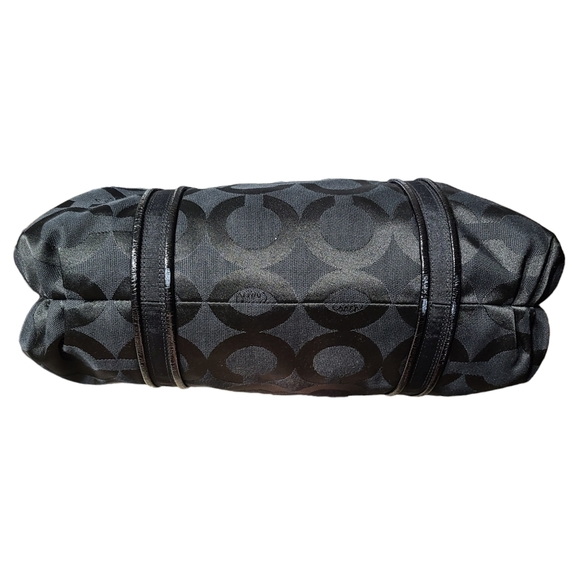 Coach Poppy Op Art Glam Tote Bag Black Signature Scarf - Picture 7 of 12